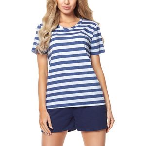 Merry Style MS-MS10-216-PJ Dames Pyjama - ronde hals - korte mouwen - korte broek zonder zakken - Katoen - Amarant/Grijs – S