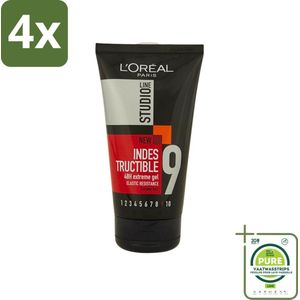 L'Oréal Paris - Gel - Studio Line - Indestructible - 48H Extreme Fixatie Gel - 150 ml - Voordeelverpakking - 4 stuks - Haar gel - Extreme fixatie