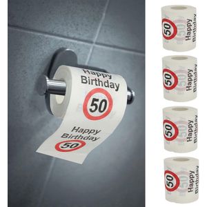 Toiletpapier 50e verjaardag set van 4 | 2-laags wc-papier met motief | 24 meter per rol