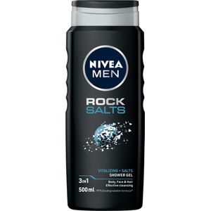 NIVEA MEN Rock Salts Douchegel - 3-in-1 Shower Gel - Shampoo - Voordeelverpakking - 6x 500 ml