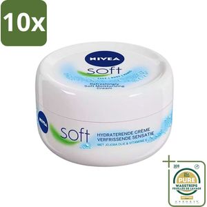 10 x Nivea - Soft Intensive Moisturizing Cream - Face, Body and Hands - 200 ml - Grootverpakking - Nivea Soft Intensive Moisturizing Cream - Hydratation - Huid Verzorging - Gezichtscreme - Handcrème