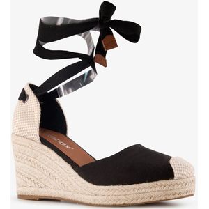 Blue Box dames sleehak espadrilles met strik zwart - Maat 36