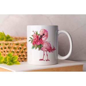 Mok Flamingo flowers - Gift - Cadeau - CouplesGoals - TogetherForever - HappilyEverAfter - LoveWins - SamenGelukkig - EeuwigeLiefde - LiefdeVoorAltijd - MijnSchat