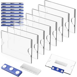 Magnetische Naambordjes Klittenband Zelfklevend 8 Stuks Blauw met 3-Punts Magneet