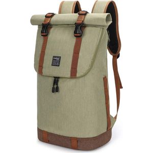 EverVanz Roll Top laptoprugzak voor dames en heren, waterdichte wandelrugzak, lichte en casual rugzak, stijlvolle schooltas