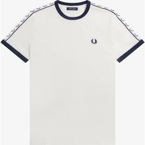 Fred Perry Taped Ringer regular fit T-shirt M6347 - korte mouw O-hals - Snow White - wit - Maat: XXL