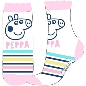 Peppa Pig - Witte Sokken - 1 Paar - Met Roze Rand - Peppa Pig Afbeelding