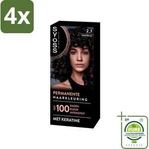 SYOSS - Coloration 2-1 Zwartbruin - Haarverf - Grijsdekking - Vermindert Haarbreuk - Voordeelverpakking - 4 stuks - Permanente haarkleuring - Haarkleur