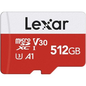 Micro SD-kaart 512GB, microSDXC UHS-I Geheugenkaart met Adapter - Tot 100MB/s, A1, U3, Klant 10, V30, Hoge Snelheid TF Kaart