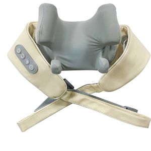AnyPrice® Elektrische Massage Kussen Beige - 4 in 1 draadloze massage instrument - Voor nek, schouders, rug, heupen en benen - Met Verwarmingsfunctie - USB C oplaadkabel meegeleverd - Draadloos nekmassage