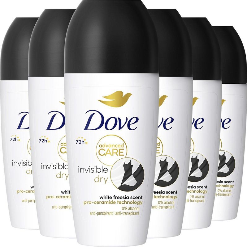 Dove - Advanced Care - Anti-Transpirant Deodorant Roller - 6 x 50 ml - Invisible Dry