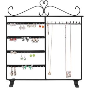 Luxe Sieradenhouder - Sieraden organizer rek- Metalen sieradenrekje - Oorbellen rekje XXL  -Zwart