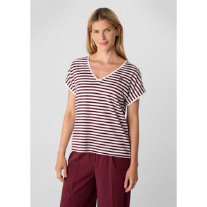 comma - T-Shirt - Gestreept - V-hals - Korte Mouwen