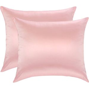 2x Zijden Kussensloop Roze - 19MM - 40x80cm - Satijnen kussensloop