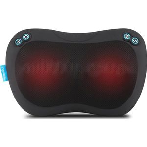 Shiatsu Massagekussen met Diepe Hitte - 4 Verwarmde Massagekoppen, 3 Intensiteitsniveaus, en Bedieningspaneel