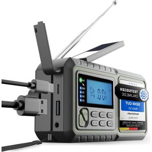 oCreon Kurbelradio 5000mAh - Solar AM/FM/SW - LED Lamp - USB Opladen - Noodradio (Groen)