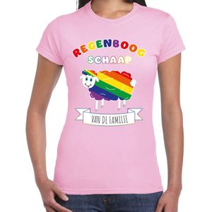 Bellatio Decorations Gay Pride T-shirt voor dames - regenboog schaap - licht roze - LHBTI XL