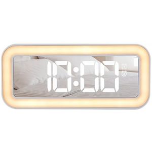 Digitale Spiegelwekker met Nachtlampje en LED-luidspreker - Dubbele Alarmfunctie voor Studenten Slaapkamer