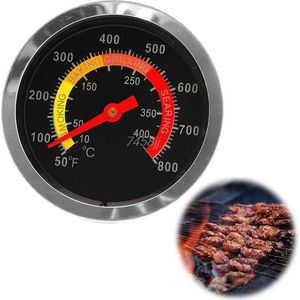Barbecue thermometer - temperatuurmeter - Tot 400 graden - inbouw - voor BBQ, smoker, kamado, rookoven, pizzaoven - RVS - Geschikt voor o.a. Weber & Houtskoolbarbecues