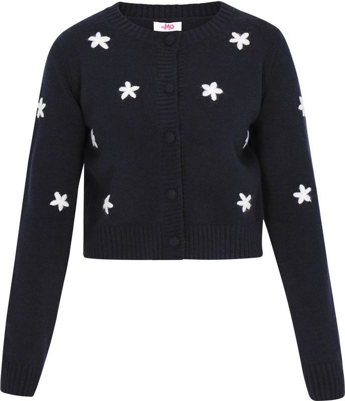 MYMO - Gebreid Vest - Zwart/Wit - Lange Mouw