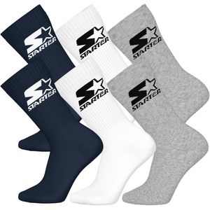 STARTER Crew Socks - 6-pack - Navy/Wit/Grijs - Maat 35/38