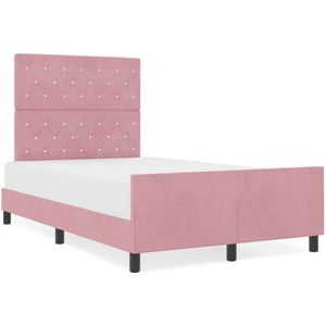 vidaXL - Bed - Frame - Roze - 120x190 - cm - Fluweel