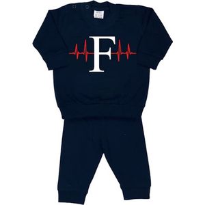 La Petite Couronne Pyjama 2-Delig ""Hartslag Feyenoord"" Unisex Katoen Zwart/rood/wit/rood Maat 56/62