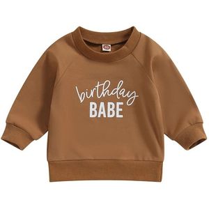 Eerste verjaardag sweater Birthday Babe caramel bruin maat 12 maanden - eerste verjaardag - 1 - kinderkleding - sweater - hoody