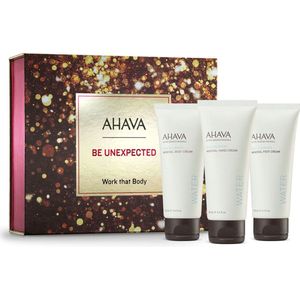 AHAVA Work that Body Set - Complete Lichaamsverzorging | Intense Hydratatie | Vegan & Vrij van Alcohol en Parabenen | Unisex voor mannen & vrouwen | Luxe verwenbox | Hydraterende Body- Voetcreme & Handcreme | Geschenkmand huidverzorging - Set van 4