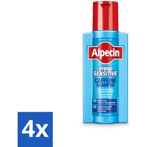 4 x Alpecin - Hybrid - Shampoo - Gevoelige Hoofdhuid - 250 ml - Shampoo Voor Gevoelige Hoofdhuid - Anti-roos Shampoo - Haaruitval Shampoo - Kalmerende Shampoo - Hydraterende Shampoo