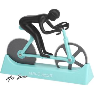 Mrs. Jones Pizzasnijder fiets pizzasnijder grappige pizza schaar met houder roestvrij staal pizzasnijder pizzasnijder met anti-aanbaklaag pizza cutter pizza accessoires blauw. .