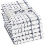 DDDDD - Lisse - 6x Theedoek - Set van 6 stuks - Katoen - Tulpenprint - 60x65 cm - Jacquard geweven - Blauw