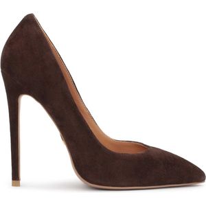 Brown suede pointed pumps