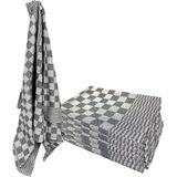 Theedoeken Geblokt - Katoen 65 x 65 cm - Zwart - 6 Stuks
