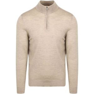 Suitable - Schipperstrui - Lichtbeige - Half Zip - Heren - 100% Merinowol
