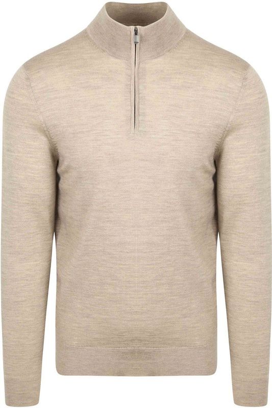 Suitable - Schipperstrui - Lichtbeige - Half Zip - Heren - 100% Merinowol