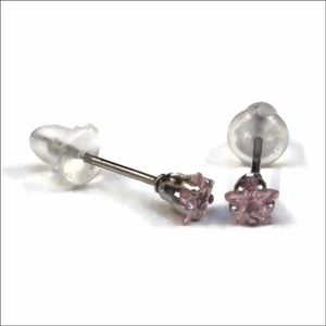 Aramat jewels ® - Zirkonia zweerknopjes ster 4mm oorbellen roze chirurgisch staal