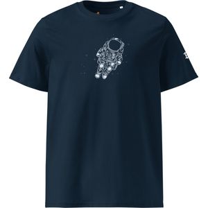 Bitcoin Space Astronaut T-shirt - Unisex - 100% Biologisch Katoen - Kleur Marine Blauw - Maat XL | Bitcoin cadeau| Crypto cadeau| Bitcoin T-shirt| Crypto T-shirt| Crypto Shirt| Bitcoin Shirt| Bitcoin Merchandise| Crypto Merchandise| Bitcoin Kleding