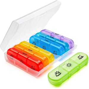 Medicijnbox 7 dagen - voedselveilig materiaal - 3 vakken - transparante structuur