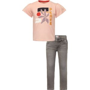 Noppies - Kledingset - 2 delig - Meisjes - Jeans Ash Grey Guanggyan - Shirt Gumi Rose Smoke - Maat 122