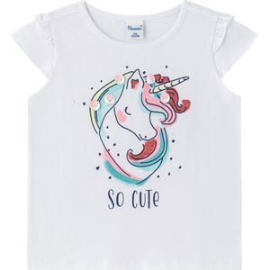 Newness Kids – top met eenhoorn voor meisjes – wit – maat 110