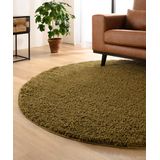 Rond hoogpolig vloerkleed shaggy Trend effen - olijfgroen 80 cm rond