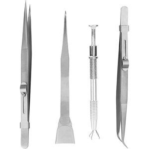 Gosknor 4st Set Taartdecoratiegereedschappen, Roestvrij Staal Sprinklepen Parelgrijper en Pincet met Schep Professioneel Sprinklesgereedschap voor Bakken Koekjes Cupcakedecoratie