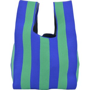 Mini Tas - Streep Blauw/Groen | Handtas/Shopper | 36 x 20 cm | Fashion Favorite