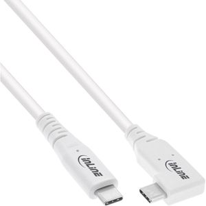 InLine USB-C Kabel - USB4 - Een kant haaks - 240W PD - 1,5 meter - Wit