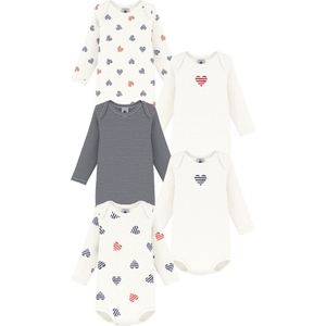 Petit Bateau Setje van katoenen babybody's met lange mouwen en hartjesprint