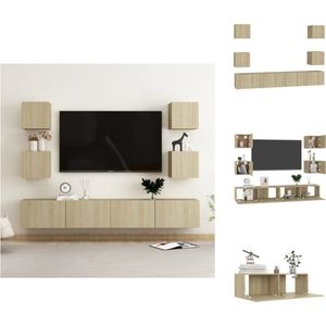 vidaXL Televisiekast - Trendy design - Muurbevestiging - Opbergruimte - Eenvoudig te onderhouden - Sonoma eiken - Afmetingen (L)- 100 x 30 x 30 cm - Afmetingen (S)- 30.5 x 30 x 30 cm - Montage vereist - 2 x tv-meubel (L) - 4 x tv-meubel (S) - Kast