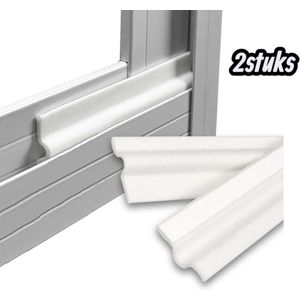 2 stuks - Schuifraamafdichting - Raamafdichtingsstrip - Tochtwerend - Wit - 4 meter - Schuimraamafdichting - Zelfklevende kozijnafdichting - Deurspleetvuller - Blokkeert effectief wind, stof, geluid en water