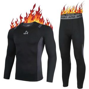 Thermisch Ondergoed voor Heren - Warm Compressieshirt en Compressiebroek - Ademend en Functioneel Winterondergoed