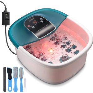 Voetenbad - Voetenbad Massage - voetenbad met warmte, voetspa Shiatsu-massageapparaat met GFCI-stekker en pedicureset, vibratiebubbels met temperatuurregeling en 22 verwijderbare rollen voor ontspannende voeten